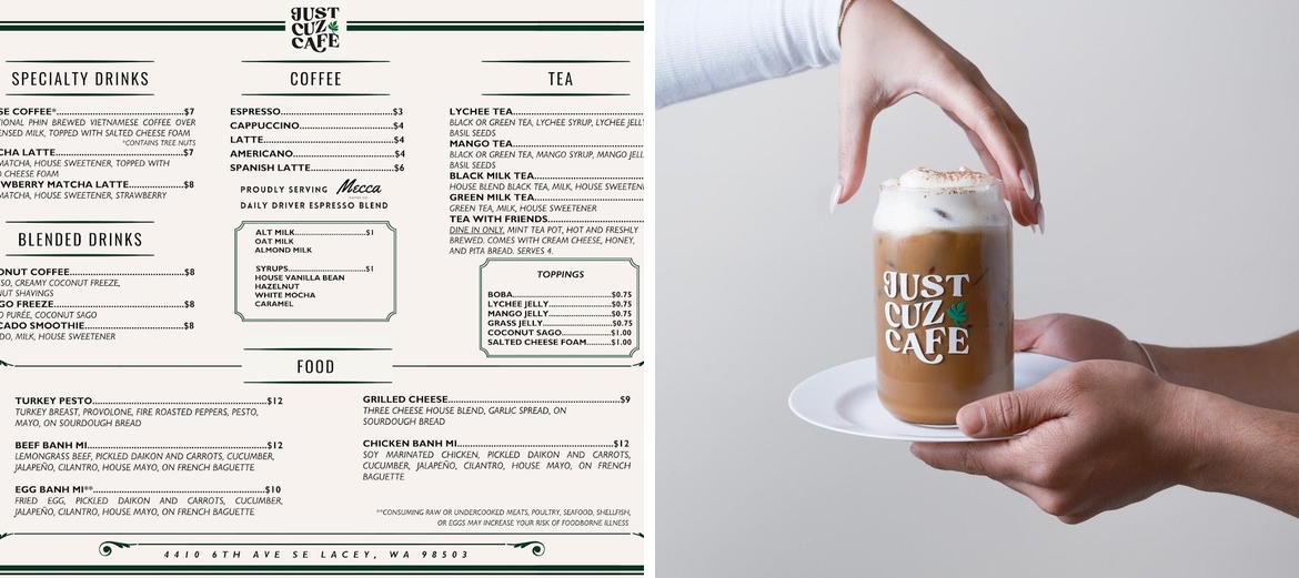 Just Cuz Cafe Menu
