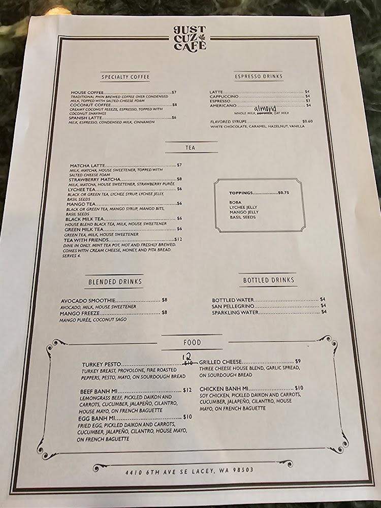 Just Cuz Cafe Menu image 2